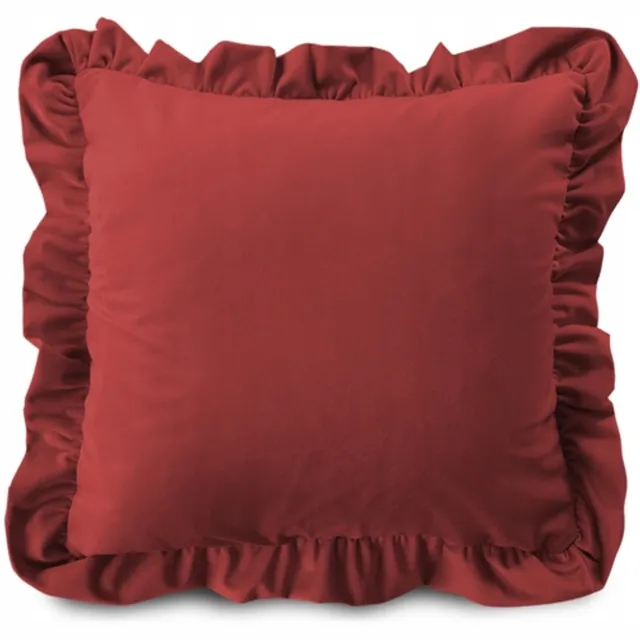 Decordruk Velvet Kussensloop met Ruche - 50x50cm - Rood