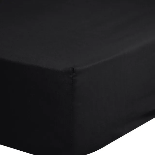Good Morning hoeslaken effen kleur - Lits jumeaux 180x220 cm - Zwart - 100% Katoen jersey Black