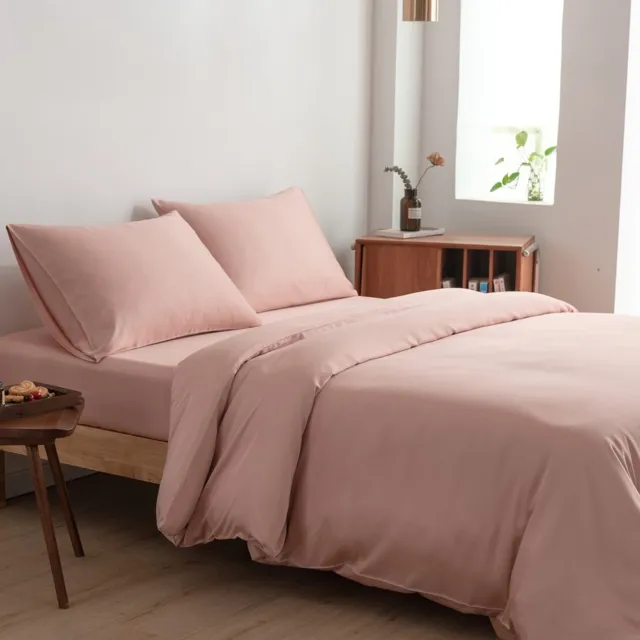 Boomba Bamboo bamboe beddengoedset - Cuddle Pink - 2-persoons XXL - dekbedovertrek 260x240 cm, hoeslaken 200x200 cm en 2 kussenslopen 60x70 cm - 400TC satijn Roze