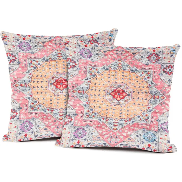 KZQ Kussenslopen - Set van 2 vierkante decoratieve kussenslopen in Boheemse stijl, zacht en duurzaam - Geschikt voor banken, woonkamers en slaapkamers - 50x62 cm - Patroon bloem.