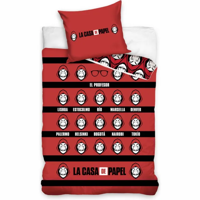 Carbotex Dekbedovertrek Money Heist 140x200/90 Cm Katoen Rood