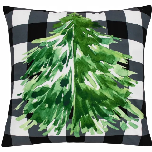 DOMAREX Kerst Kussenhoes 45x45 cm - Decoratieve Fluwelen Sierkussenhoes Groene boom