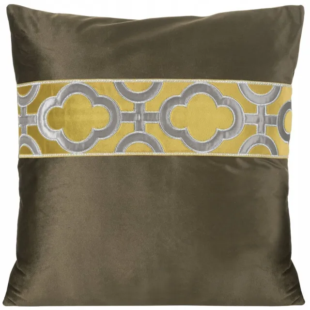 Eurofirany Bruine Sierkussenhoes 45x45 cm - Fluweel met applicatie