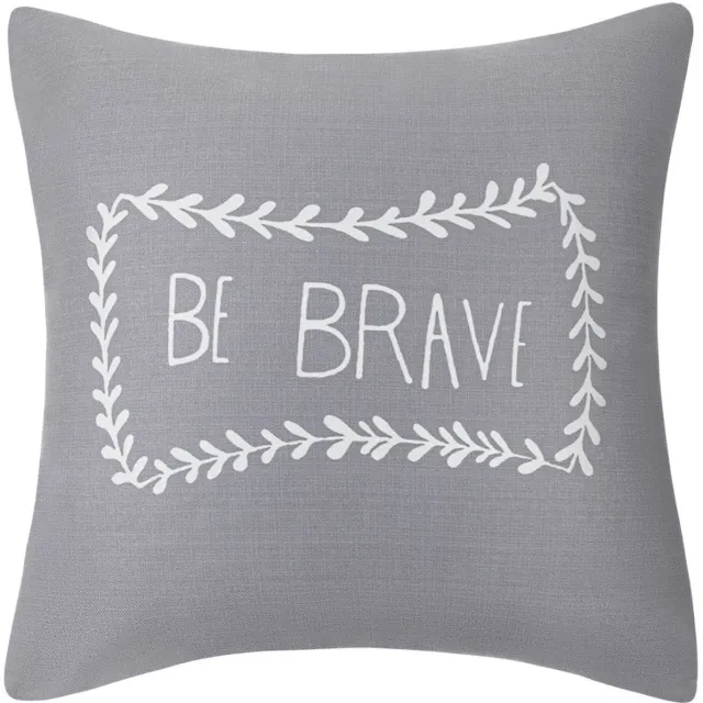 Spod Igły i Nitki Decoratieve Kussenhoes 45x45 cm - BE BRAVE - Zacht Microvezel Wit met grijs