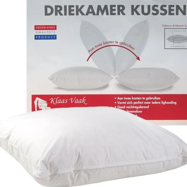 Klaas Vaak Driekamer Kussen - Eendendons en veren - 60x70 cm - Wit
