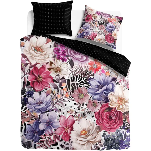 Melli Mello Daydreamer - Dekbedovertrek - Katoensatijn - Warm - Luxe - Paars Roze Bloemen, foto 2