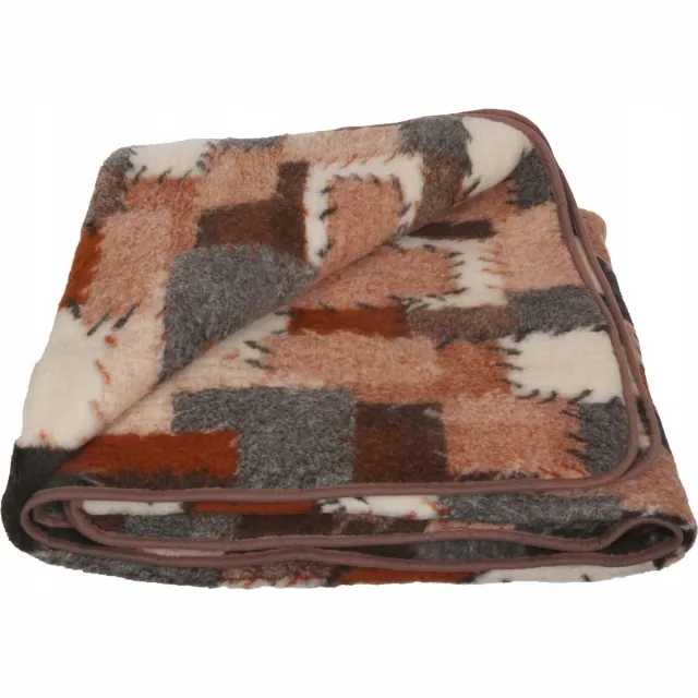OnceDoce® Wollen Deken 200x200cm 100% zuivere Australische Merino scheerwol OnceDoce® 480 g/m² Woolmark-certificaat – Warm Ademend Zacht – Wasbaar – Patches Wit beige bruin