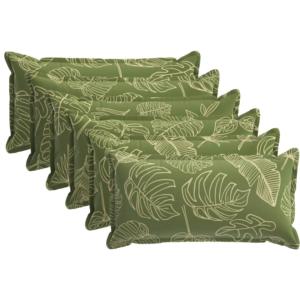 vidaXL Kussensloop 6 st HOUTEN Bladontwerp 40 x 70 cm Polyester groen, foto 3