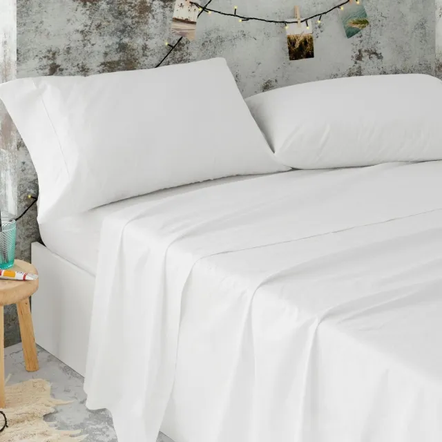Famanu Linnen Set Hospitality 90x200 cm, 100% katoen, hotelkwaliteit – Wit