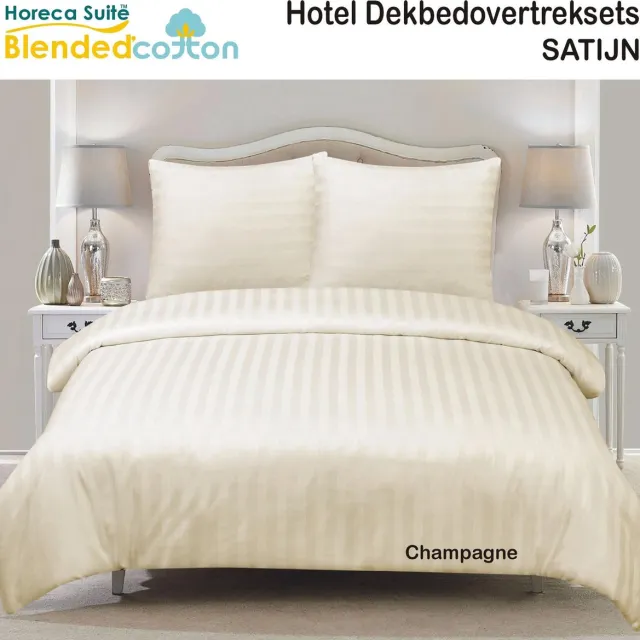Homéé® Homéé hotel dekbedovertrekset satijn gestreept 27mm tweeersoons 200x220cm CVC 140g. m2 champagne