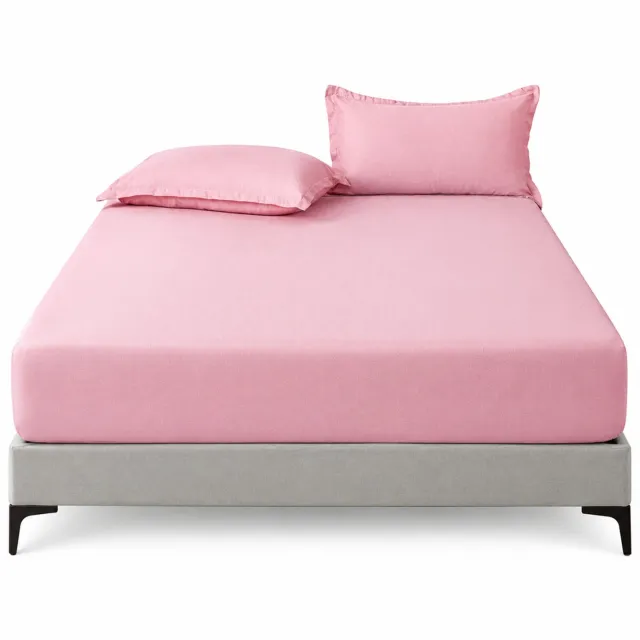 SWGOTA 3-delige hoeslakenset 150 x 200 cm - Lichtroze polyester met 2 kussenslopen