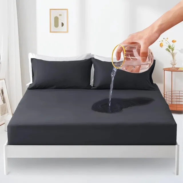 Famanu Waterdichte en ademende matrasbeschermer 90x200 cm, hoeslakenmodel, antraciet