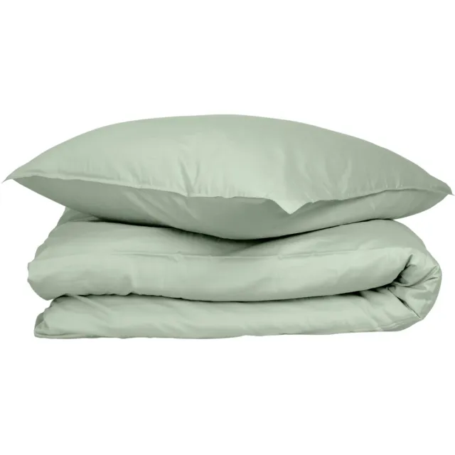 Wocha Dekbedovertrek Set - 100% Biologisch Katoen Satijn (300TC) - 140x200/220 - Groen - Premium kwaliteit - Incl. 1 kussensloop Appelgroen