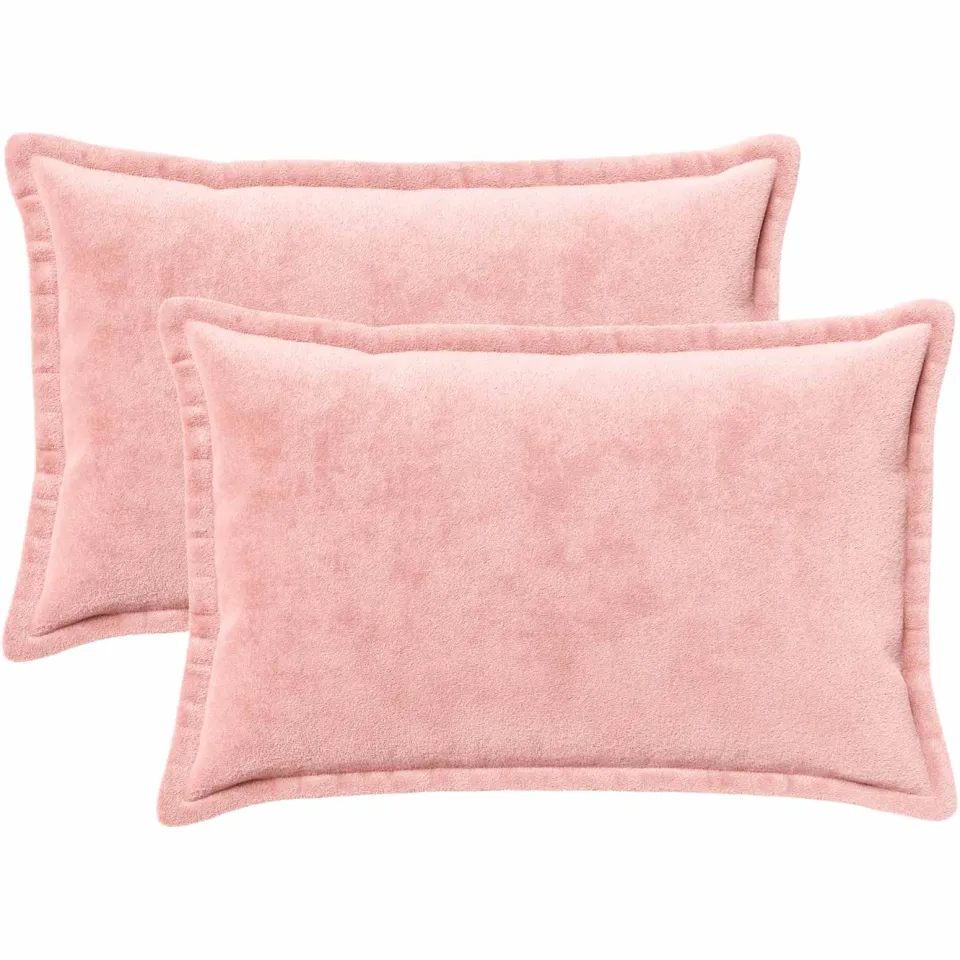 vidaXL Kussensloop 2 st HOUTEN Roze 30 x 50 cm Flanel, foto 3