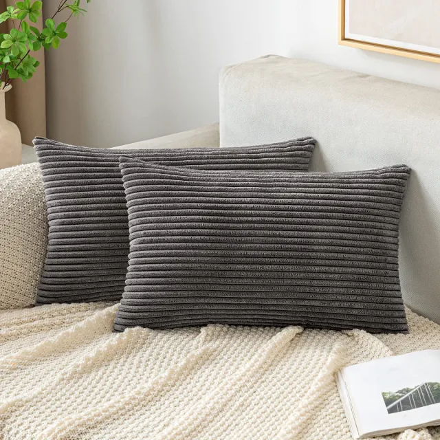 Famanu Kussenhoes, decoratieve kussenhoes voor bankkussen van 40 x 60 cm, zachte kussenhoezen voor bank, stoel, slaapkamer, grijs