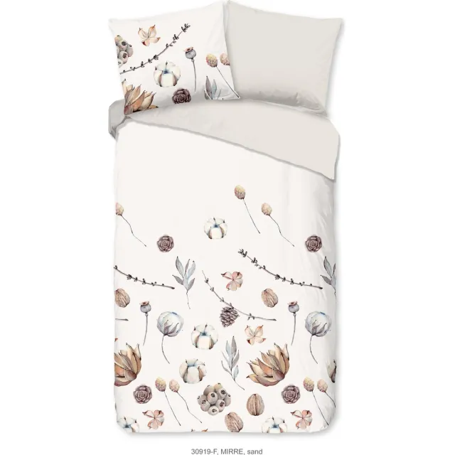 Good Morning dekbedovertrek droog bloemen - Zand - 100% Katoen flanel Sand
