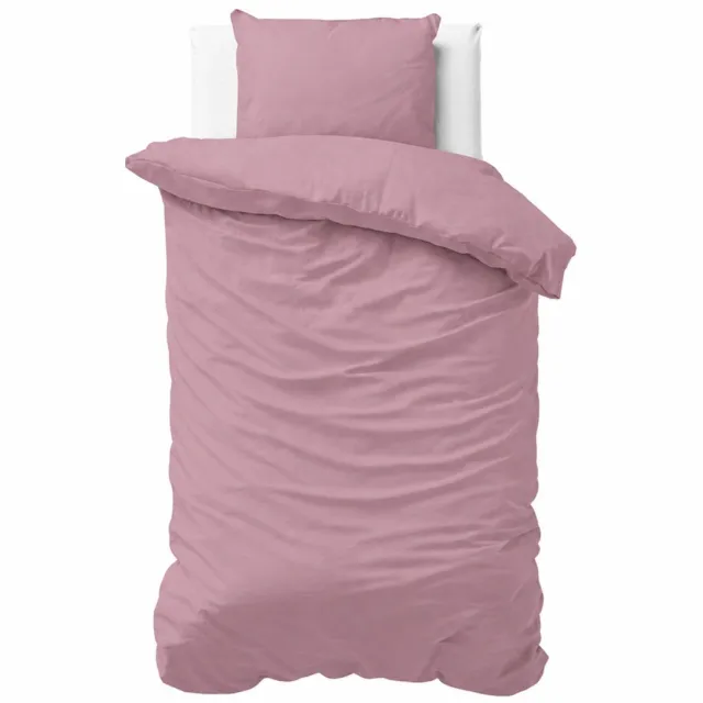 decoware Dekbedovertrek Uni 140x220 cm - Roze - Katoensatijn - Met Kussensloop - Eenpersoons