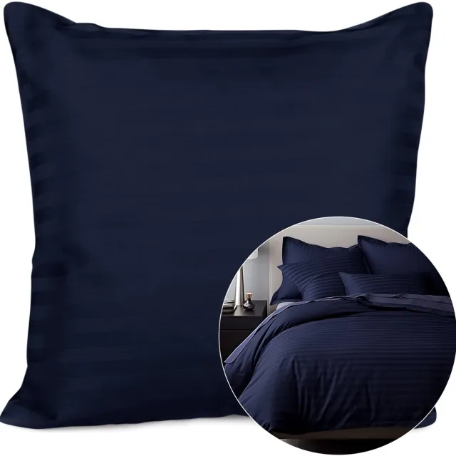 Darymex Katoenen Kussensloop 40x40 cm - Gestreept Marineblauw