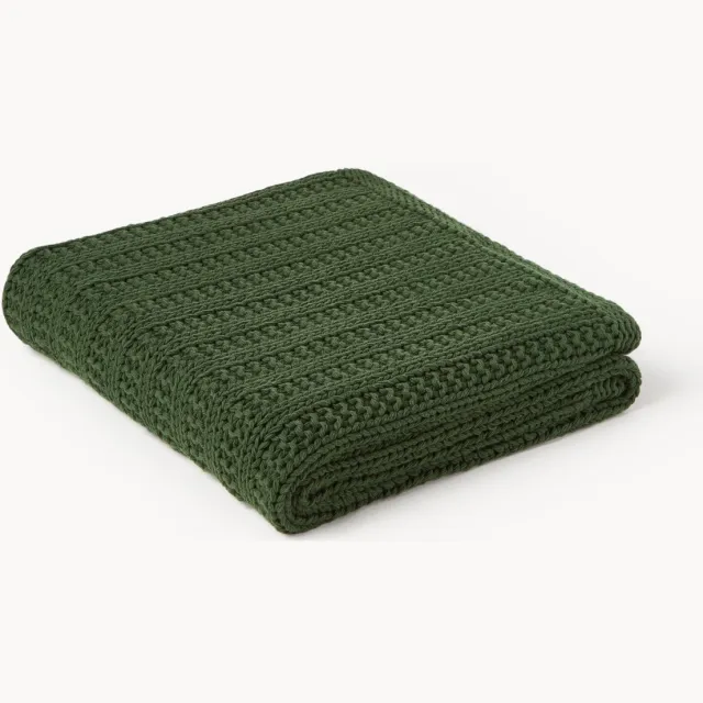 Westwing Collection Katoenen plaid Savio Groen