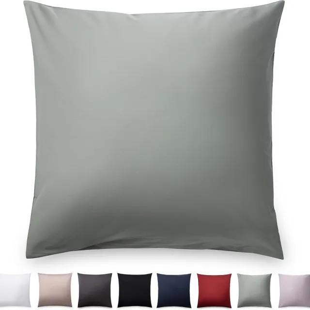Famanu Mako satijnen kussenslopen 80x80 cm groen set 2, 100% katoen met glanslook, ritssluiting en ademend