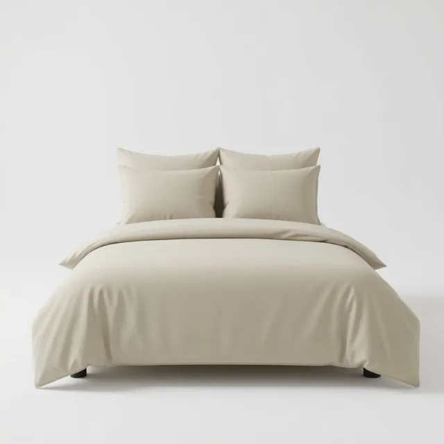 ZOQENX Dekbedovertrek 135x200 cm met 1 Kussensloop 80x80 cm - Effen Naturel - Imitatie Gewassen Katoen - Met Rits