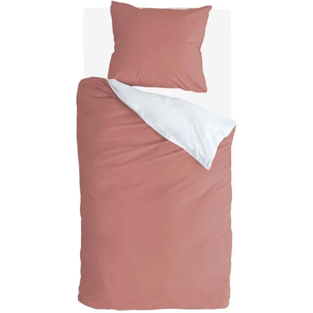 BYRKLUND Dekbedovertrek Side Way - 140x220 - 100% Katoen - Terra / Wit