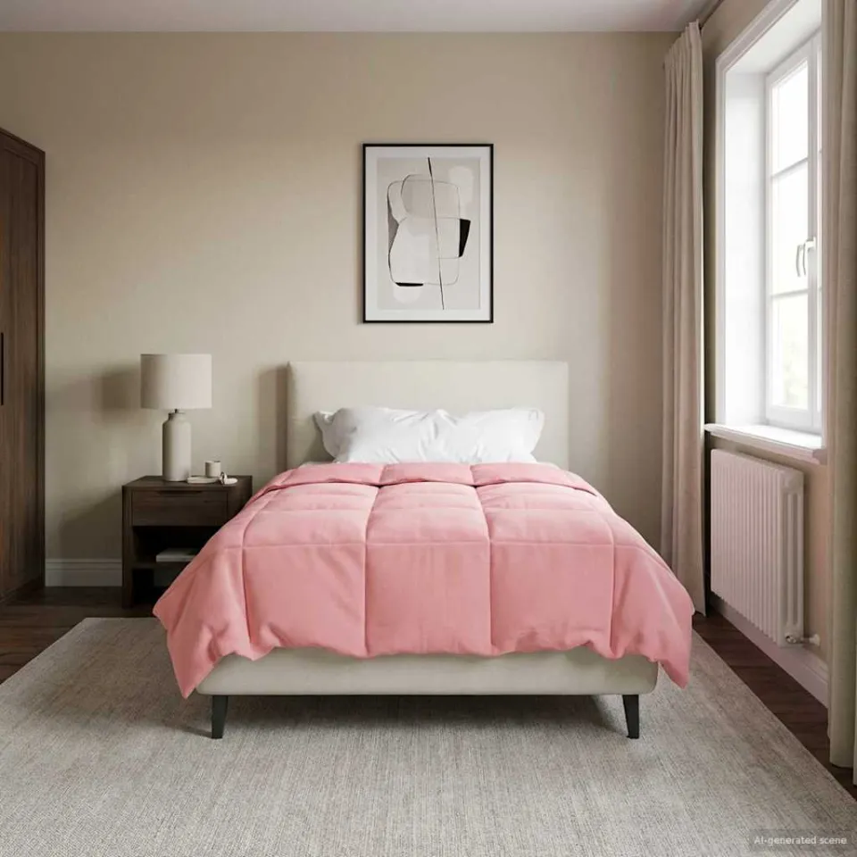 vidaXL Vol jaar dekbed 140 x 220 cm Microfiber (100% polyester) Roze, foto 4