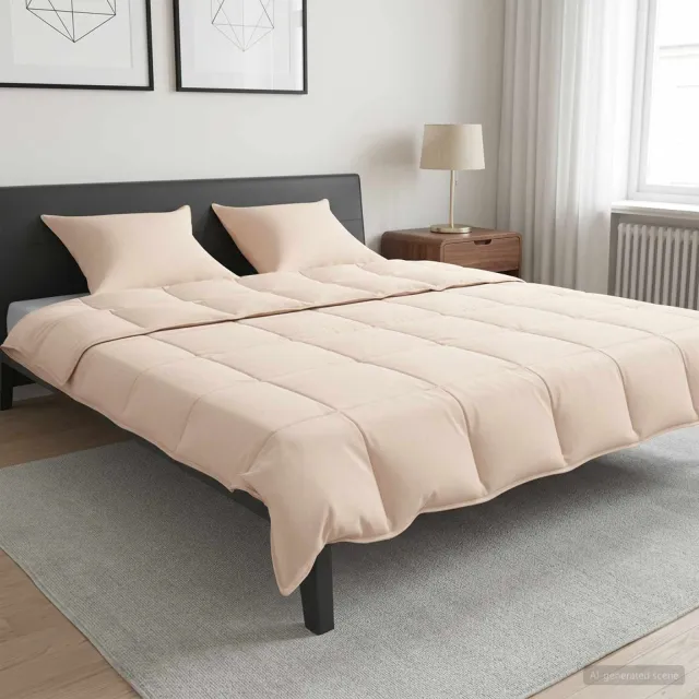 vidaXL Dekbedset 2 st 200 x 240 cm Alle seizoenen Kapokvezel Beige