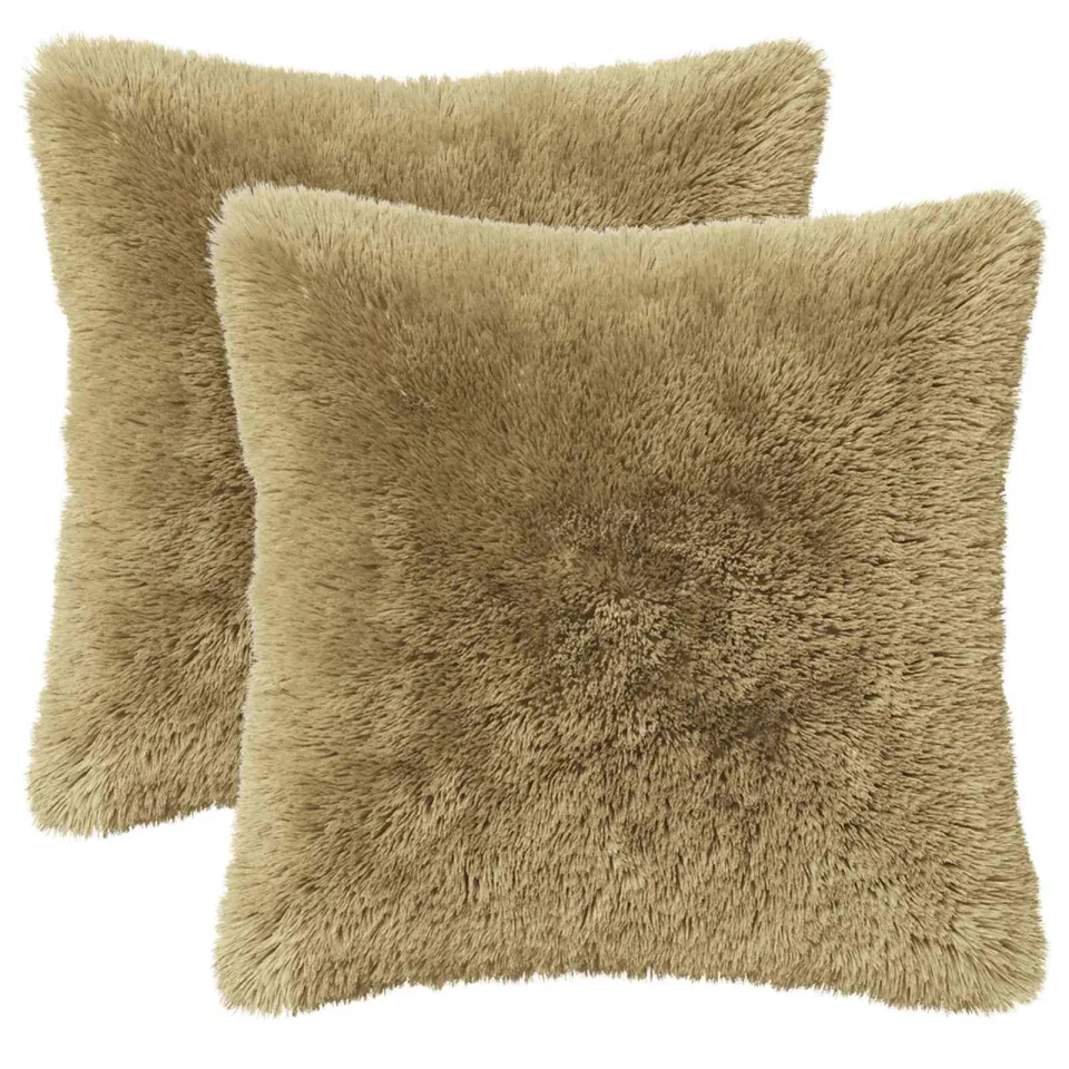 vidaXL Kussensloop 2 st HEERLEN Lichtgroen 30 x 30 cm PV Fleece groen, foto 3