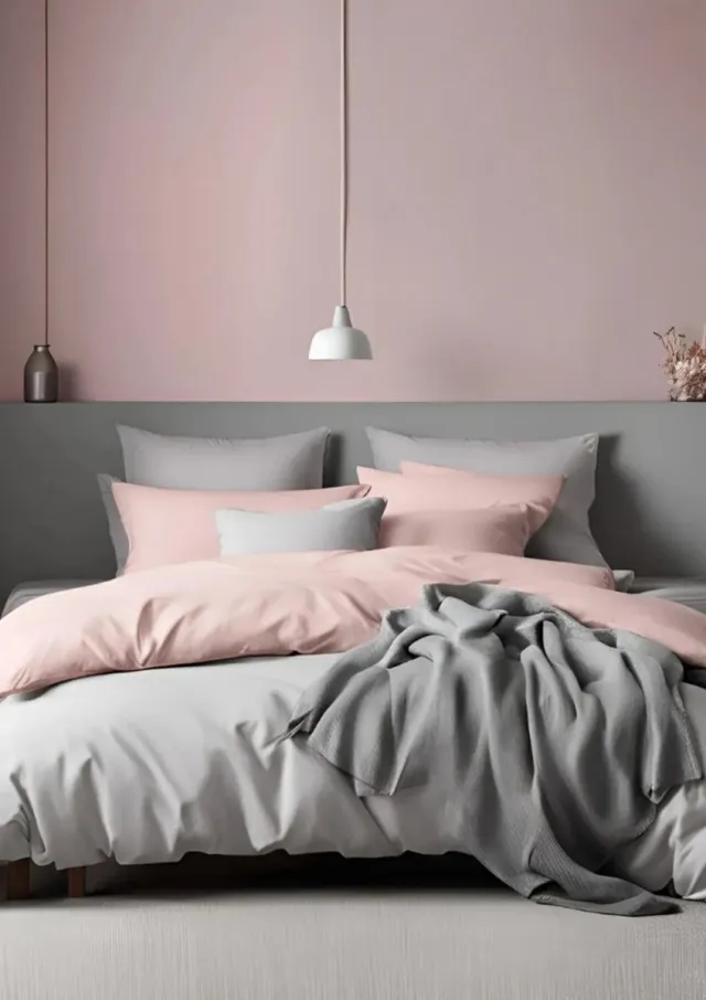 De Linde Home Dekbedovertrek - Tweepersoons - Dubbelzijdig & Omkeerbaar - 100% Ranforce Katoen - Roze/Grijs - Inclusief Hoeslaken & Kussensloop - Zacht & Ademend - De Linde Home