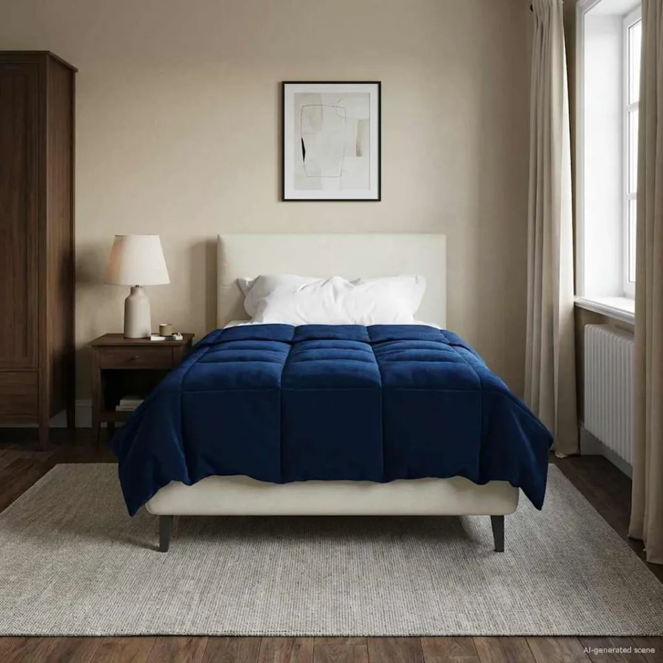 vidaXL Winter Dekbed 135 x 220 cm Winter Microfiber (100% polyester) blauw, foto 4