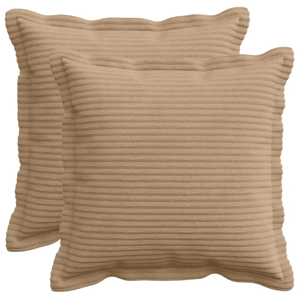 vidaXL Kussensloop 2 st HOUTEN Bruin 40 x 40 cm corduroy, foto 3