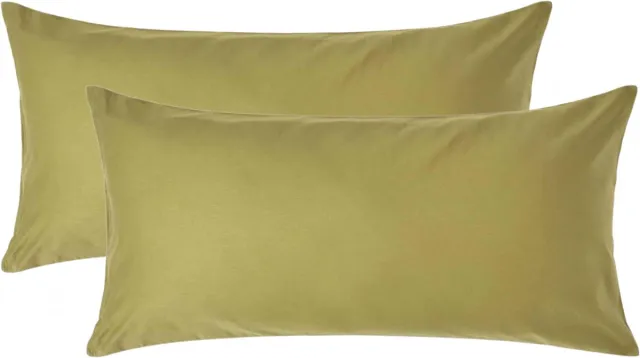 Homescapes Luxe Satijn Kussensloop 40x80 cm – Olijfgroen – Set van 2 – 100% Egyptisch Katoen Satijn – Draaddichtheid 1000