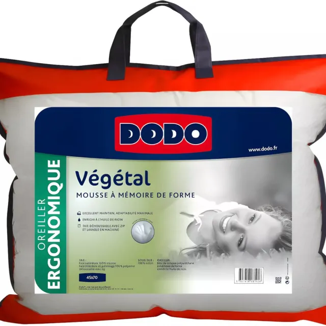 Vente-unique Ergonomisch hoofdkussen DODO met vormgeheugen - 45 x 70 cm - MEMOSOFT Wit
