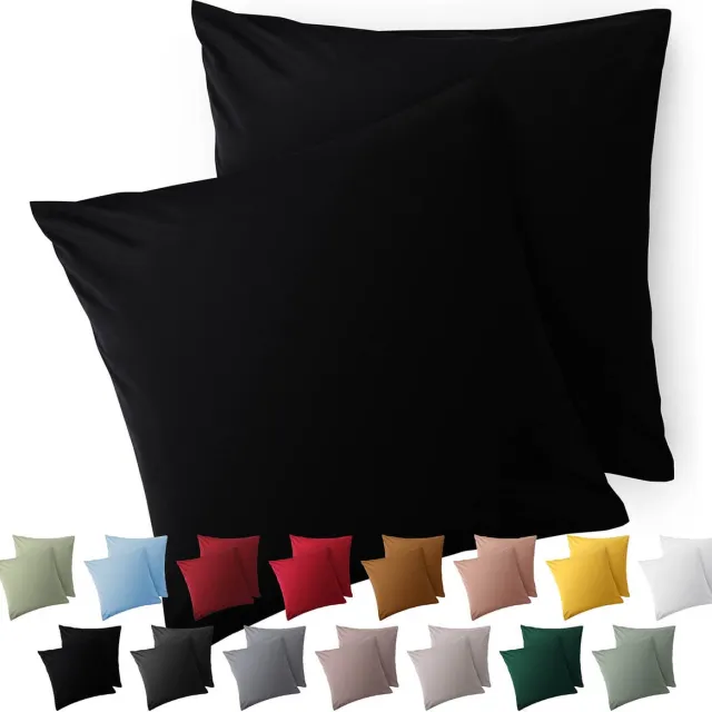 Blumtal Kussensloop Microvezel Kussenhoes 50 x 50 cm - Zwart - Met Rits - Set van 2