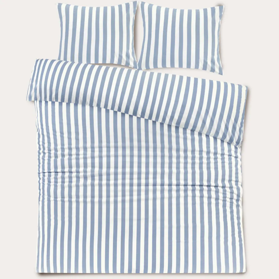 NOUS Living katoenen gestreept 2-persoons dekbedovertrek 200x220 cm - blauw, foto 3