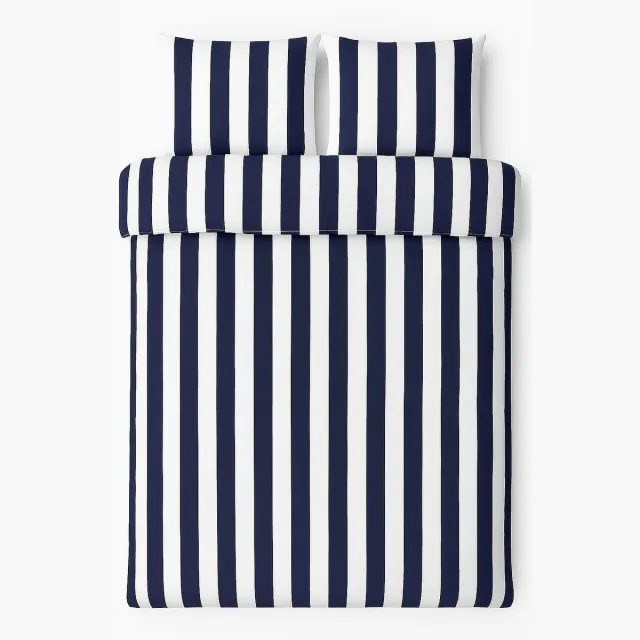 vtwonen Vertical Stripe dekbedovertrek - Lits-Jumeaux - 240x200/220cm - Marineblauw