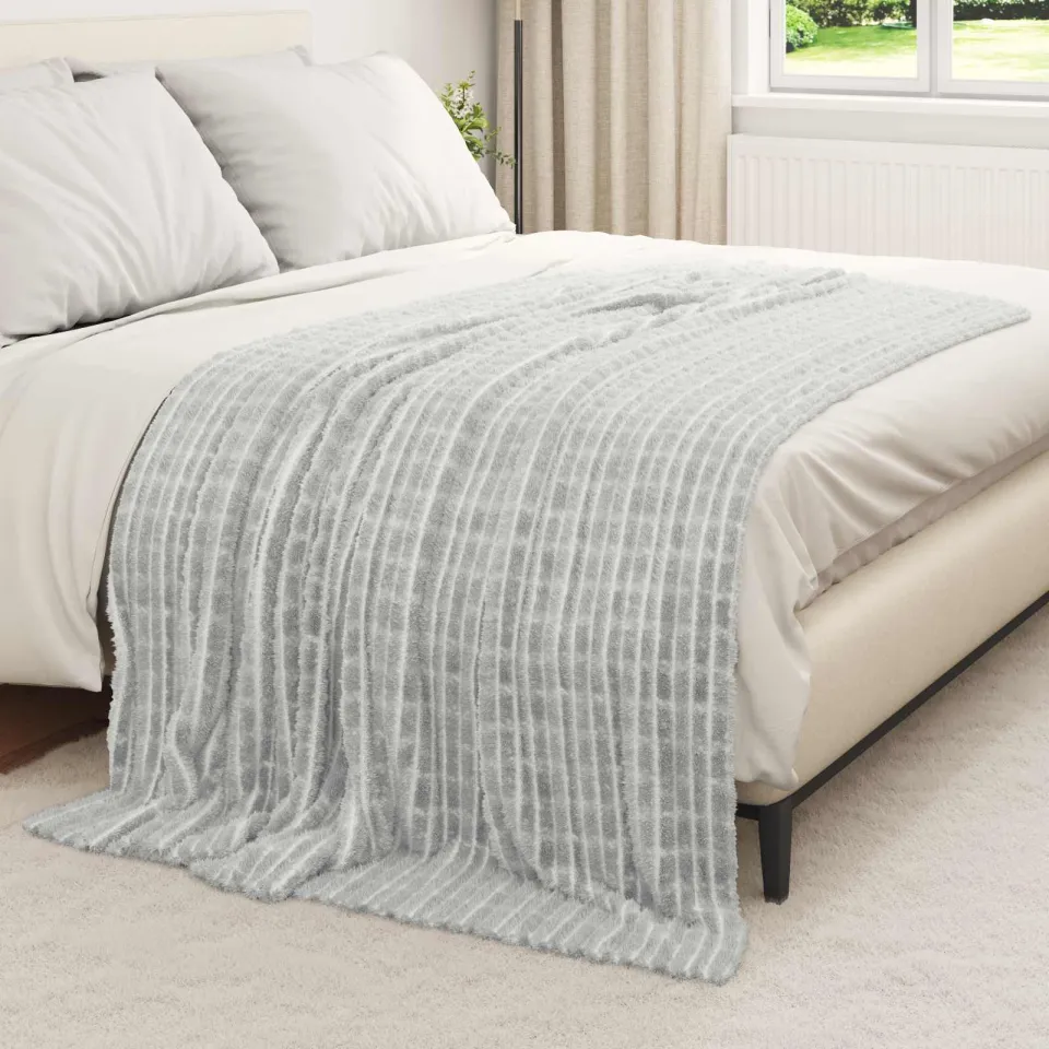 vidaXL Gooi Deken Grijs 200 x 150 cm 0,75 kg Fleece, foto 3