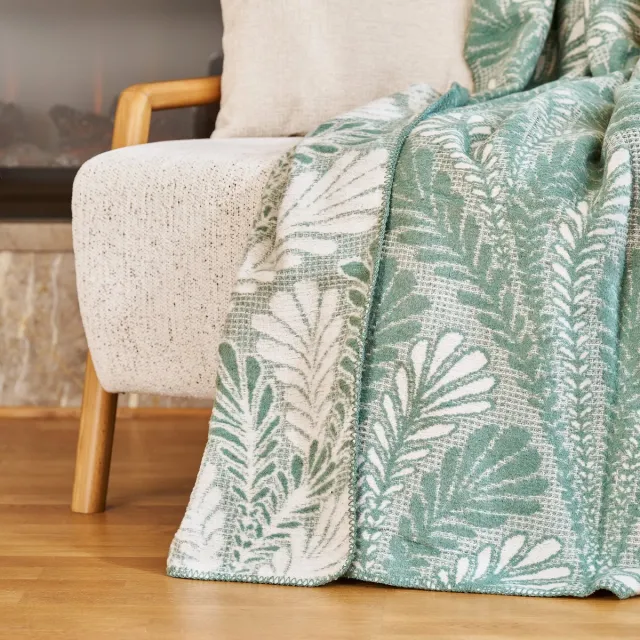Boraboi Katoenen Deken- 150x200 cm , (Groen,wit) 400 GSM – Dubbelzijdig – Vier Seizoenen