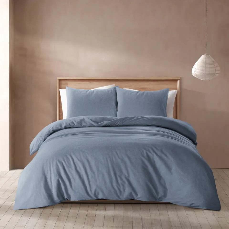 NOUS Living flanellen dekbedovertrek eenpersoons blauw, foto 2