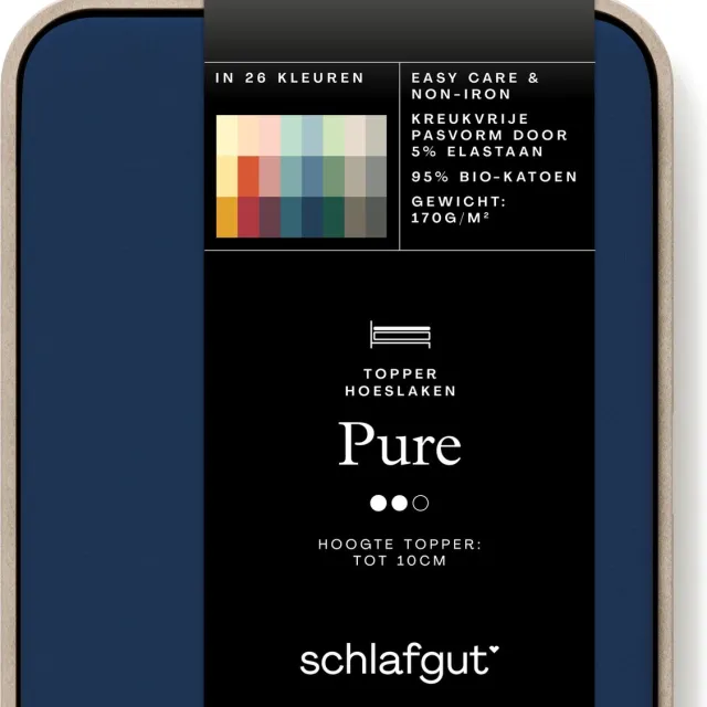 schlafgut Jersey Pure topper hoeslaken - Lits-jumeaux - Blue Deep