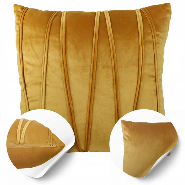 DOMAREX Poszewka Montreal Fluweel 45x45 cm Geel - Glamour Stijl