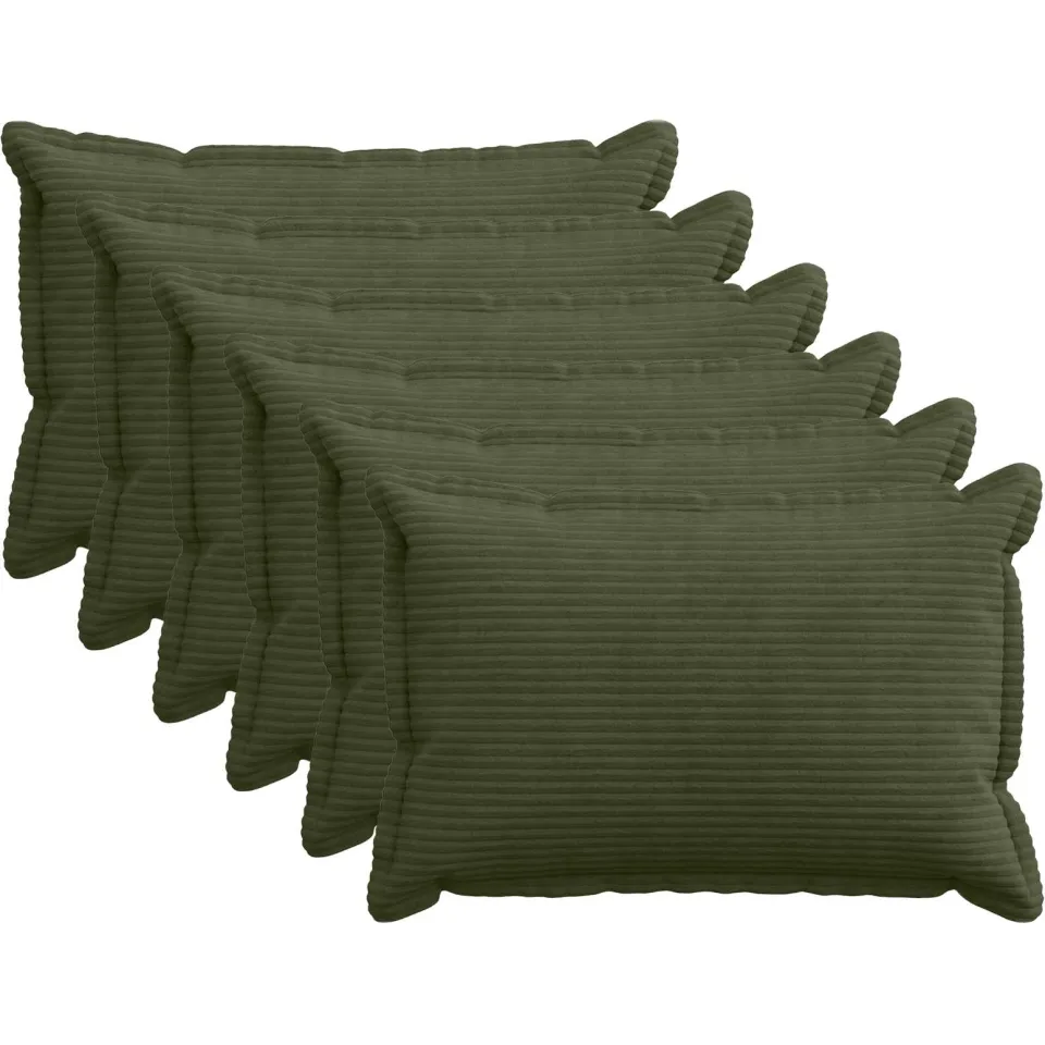 vidaXL Kussensloop 6 st HOUTEN Groen 50 x 70 cm corduroy, foto 3