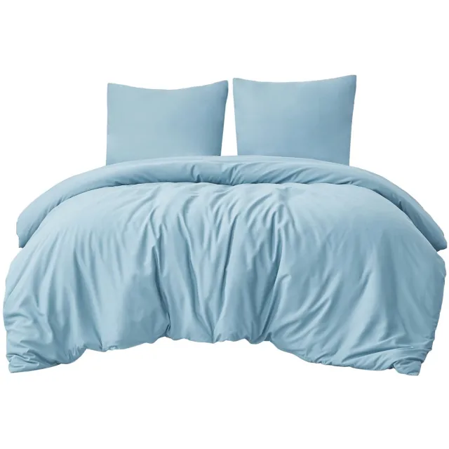 Unyqoos Lichtblauwe microvezel beddenset met ritssluiting en kussenslopen