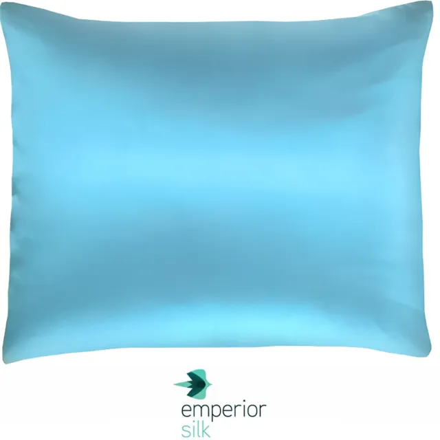 Emperior Silk 100% Zijden kussensloop Verdi Lichtblauw - 22MM extra zacht - Satijn zijden kussensloop - anti rimpel kussensloop - Anti acne kussensloop - Silk - Silk Heaven - 45x65cm (voor ergonomische kussens 60x40cm)