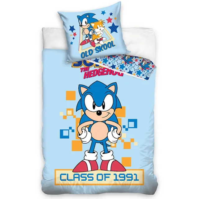 Sonic Dekbedovertrek Class of 1991 - 140 x 200 cm - 60 x 70 cm Blauw
