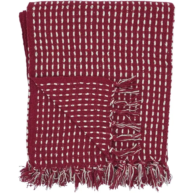 Lavandoux Geweven Plaid - Woven Throw - Katoen - 125 x 150 cm - Rood