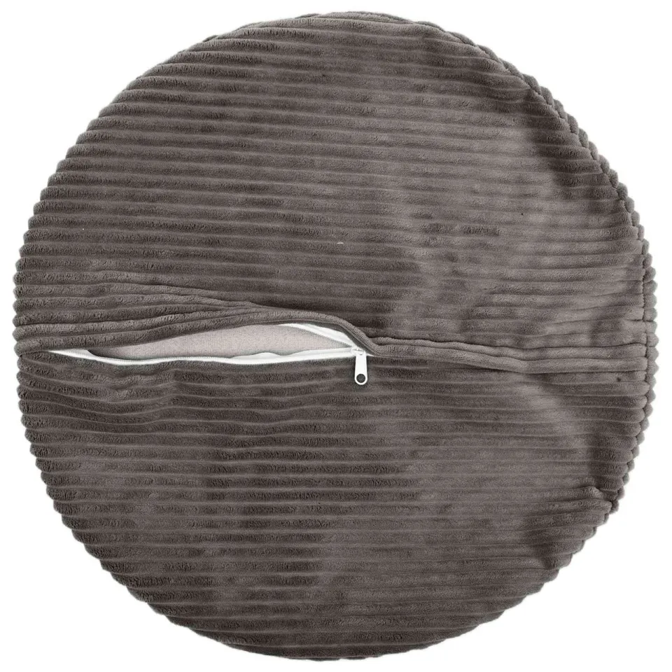 vidaXL Kussensloop 2 st HEERLEN Donkergrijs Dia. 60 cm corduroy, foto 4