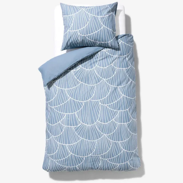 HEMA Dekbedovertrek zacht katoen schelpen blauw (blauw)