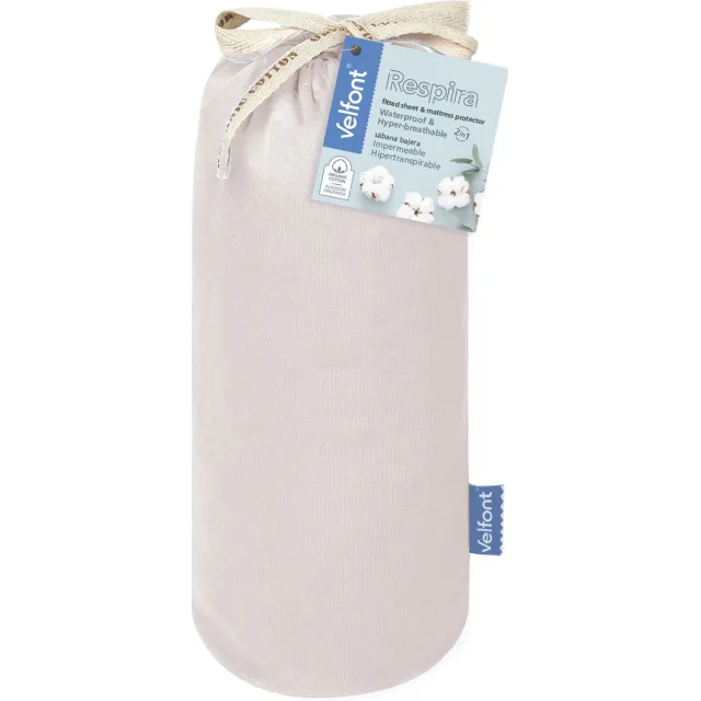 Velfont Respira - Luxe Waterdichte Matrasbeschermer en Hoeslaken - 2-in-1 - Ademend en Zacht - Organisch katoen - 140x200cm - Cream